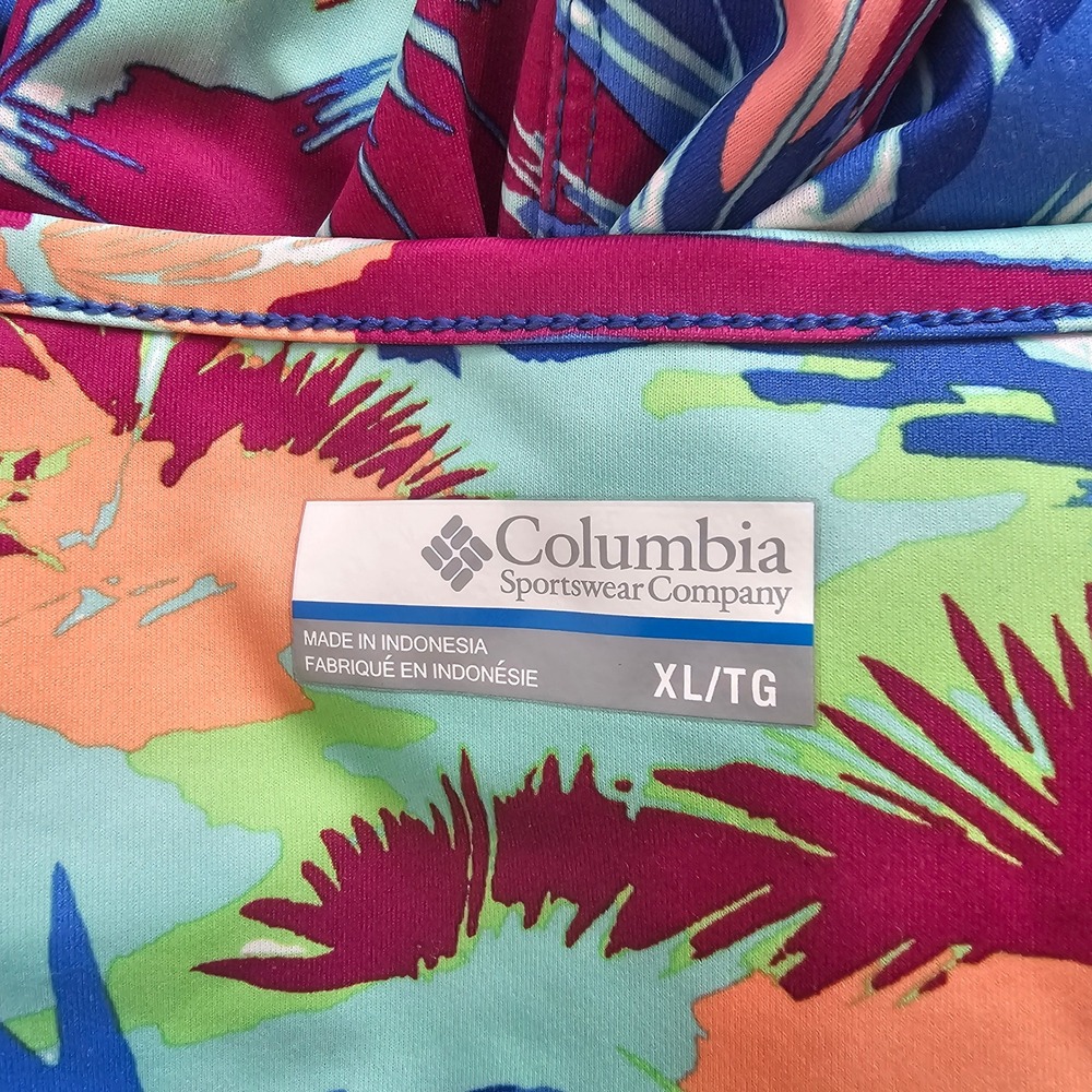 Columbia PFG Freezer Dress Womens XL Tropical Palm Print Blue Orange Sleeveless - Picture 2 of 9